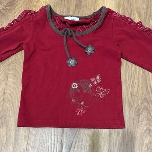 🎉4/20$🎉Floral Embroidered baby Top - Red